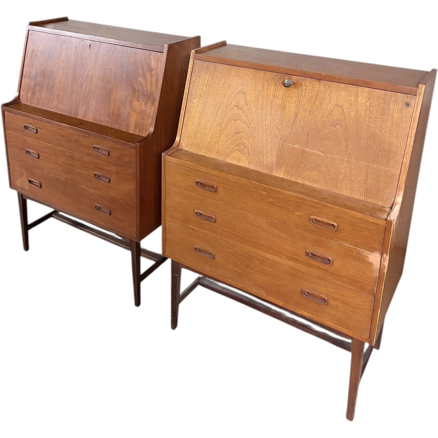 Mid Century Teak Bureau | Danish Vintage Secretary Desk With Drop-Down Writing Surface