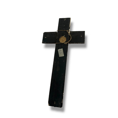 Vintage 1960s Dutch Carved Wood Crucifix | Brass Jesus Christ Wall Cross