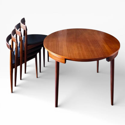 Danish Teak Dining Set | Hans Olsen Roundette Teak Round Table with Nesting Chairs