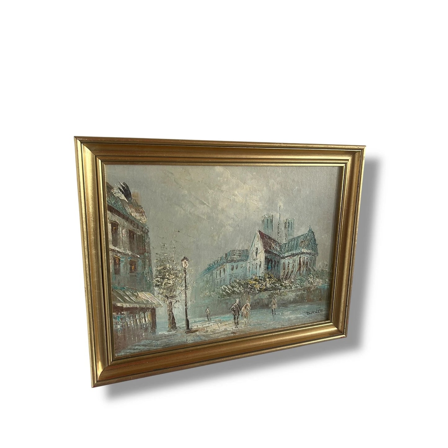 Vintage 1930s Parisian Scene Oil Painting Artwork by Caroline Burnett
