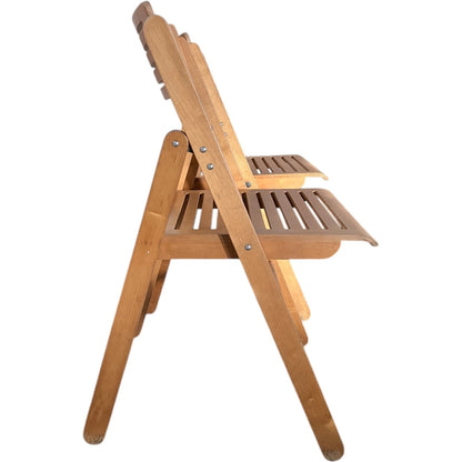 Blonde Beech Folding Chairs – Vintage Scandinavian Modern Slatted Seat Design