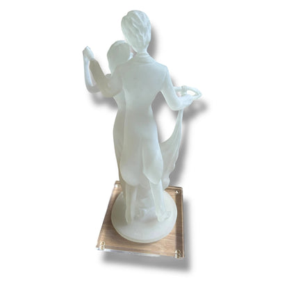 Vintage 1990s Lucite Art Deco Style Dancing Couple Sculpture Signed by Crosa