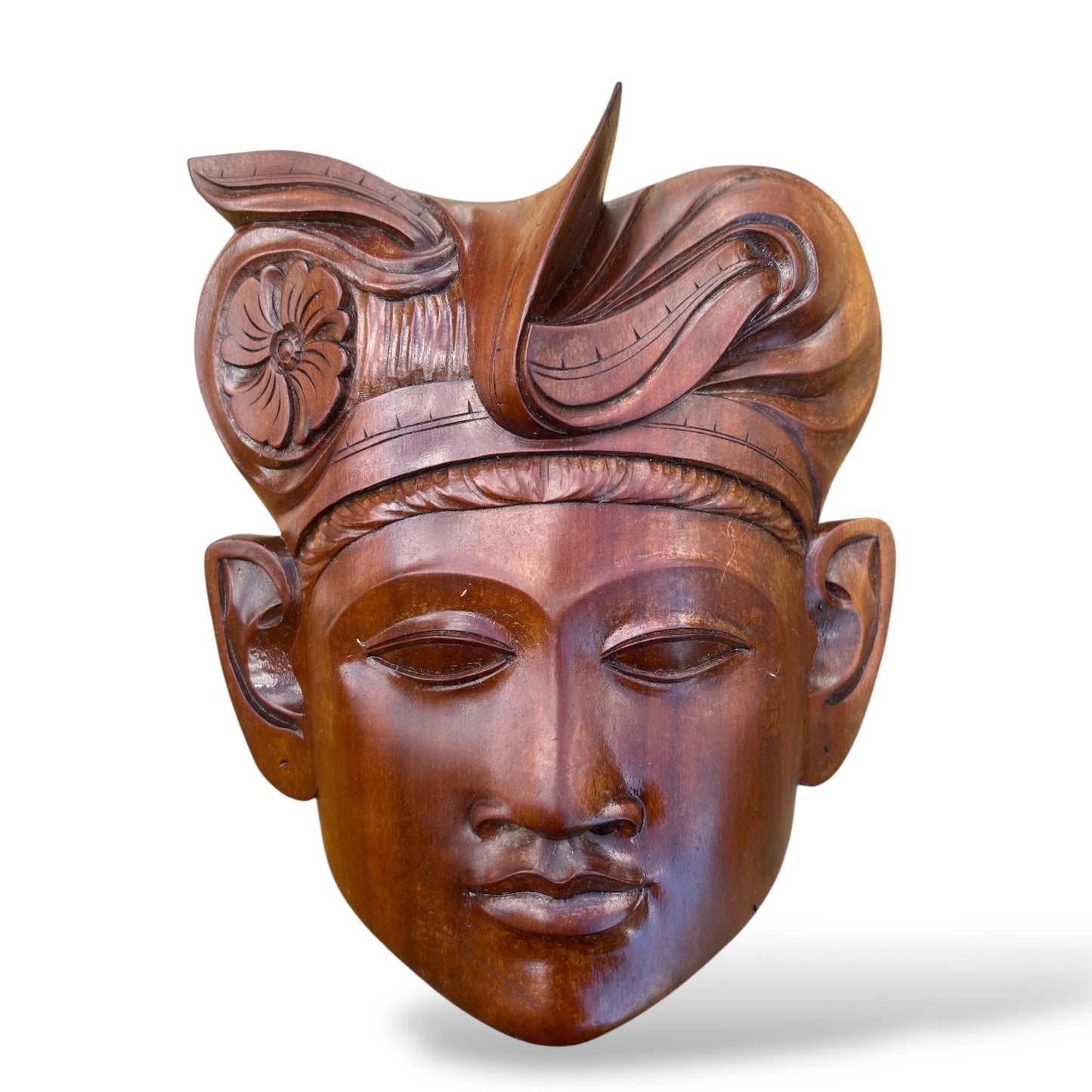 Vintage Indonesian Hand-Carved Wooden Wall Mask – Tribal Folk Art