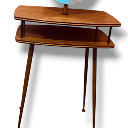 Mid Century Vanity Table – Space Age Dressing Table With Sculptural Mirror & Formica