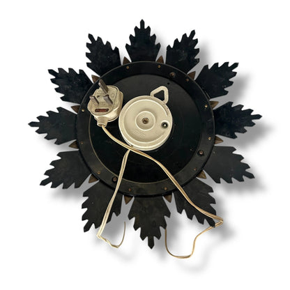 Mid Century Modern Brass Sunburst Metamec Wall Clock