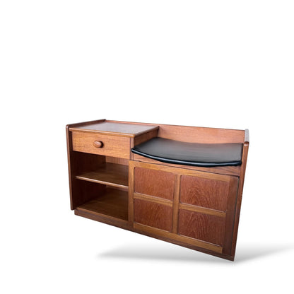 Nathan Mid-Century Teak Telephone Table with Drawer & Seat
