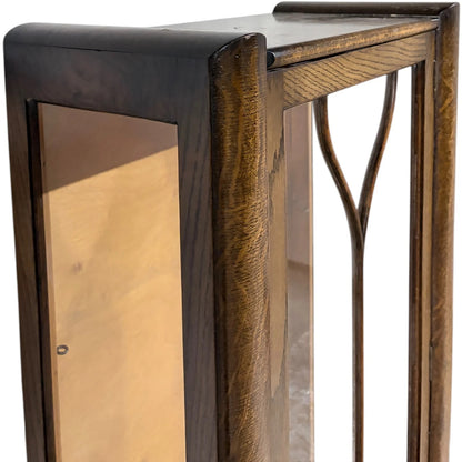 Art Deco Display Cabinet – Vintage Oak Glass Cabinet With Geometric Motif