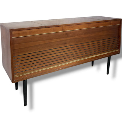 Mid-Century Record Player | Vintage Radiogram with Teak Veneer Cabinet & Integrated Radio
