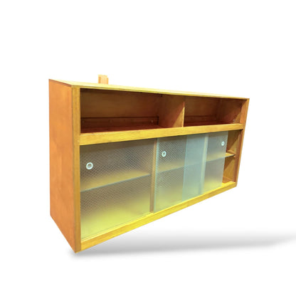 Mid Century French Kitchen Wall Cabinet | 1950s Retro Oak Wall Unitt