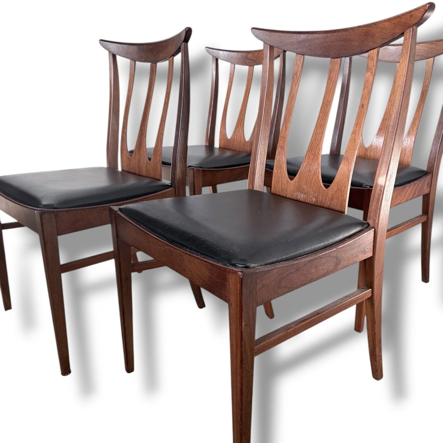 G Plan Brasilia Chairs - Set of 4 Vintage Teak Dining Chairs with Black Vinyl Upholstery — view 5
