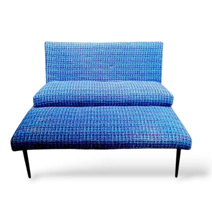 Mid-Century Sofa with Footstool – 1950s Modernist Two-Seater