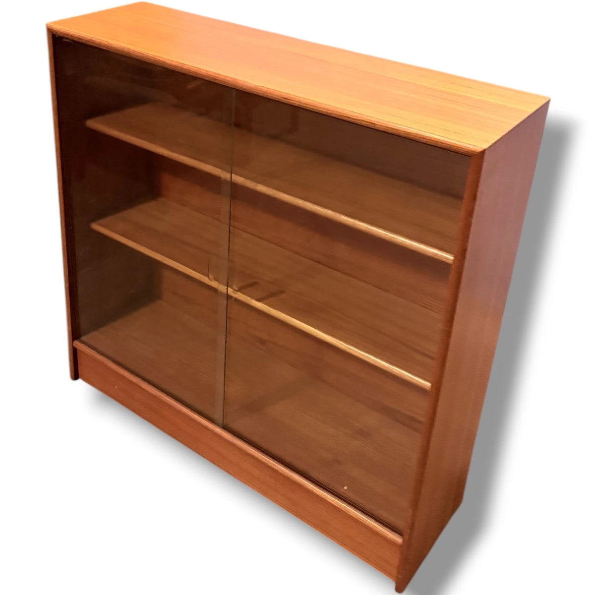 Mid Century Bookcase - Teak Sliding Glass Doors | Vintage Display Cabinet