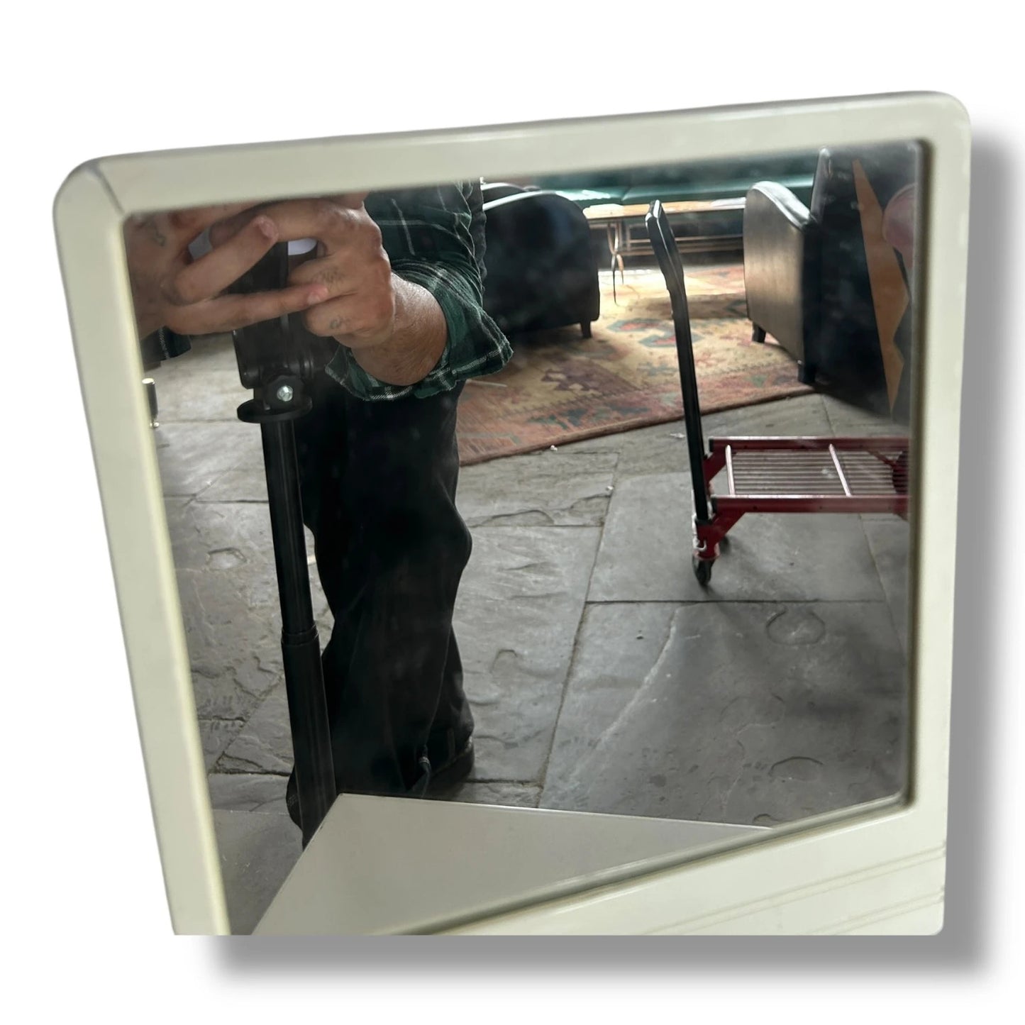 Vintage 1980s Mint Green Plastic Table Mirror – Retro Vanity Mirror with Stand