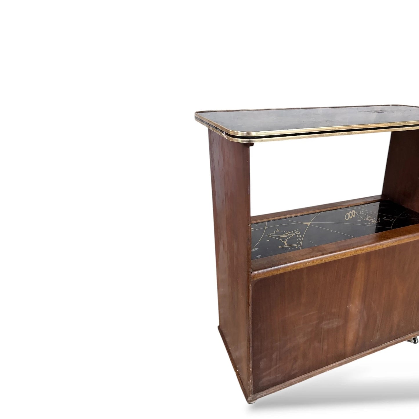 Italian Mid-Century Drinks Bar Trolley | Formica & Teak Cocktail Cabinet