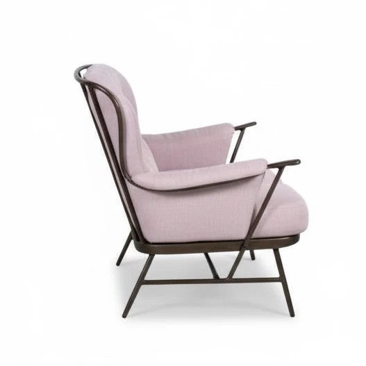 Ercol Everest Sofa – Two-Seat Loveseat | Dark Beech Frame, Dusty Pink Upholstery