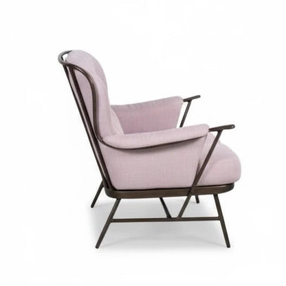 Ercol Everest Sofa – Two-Seat Loveseat | Dark Beech Frame, Dusty Pink Upholstery