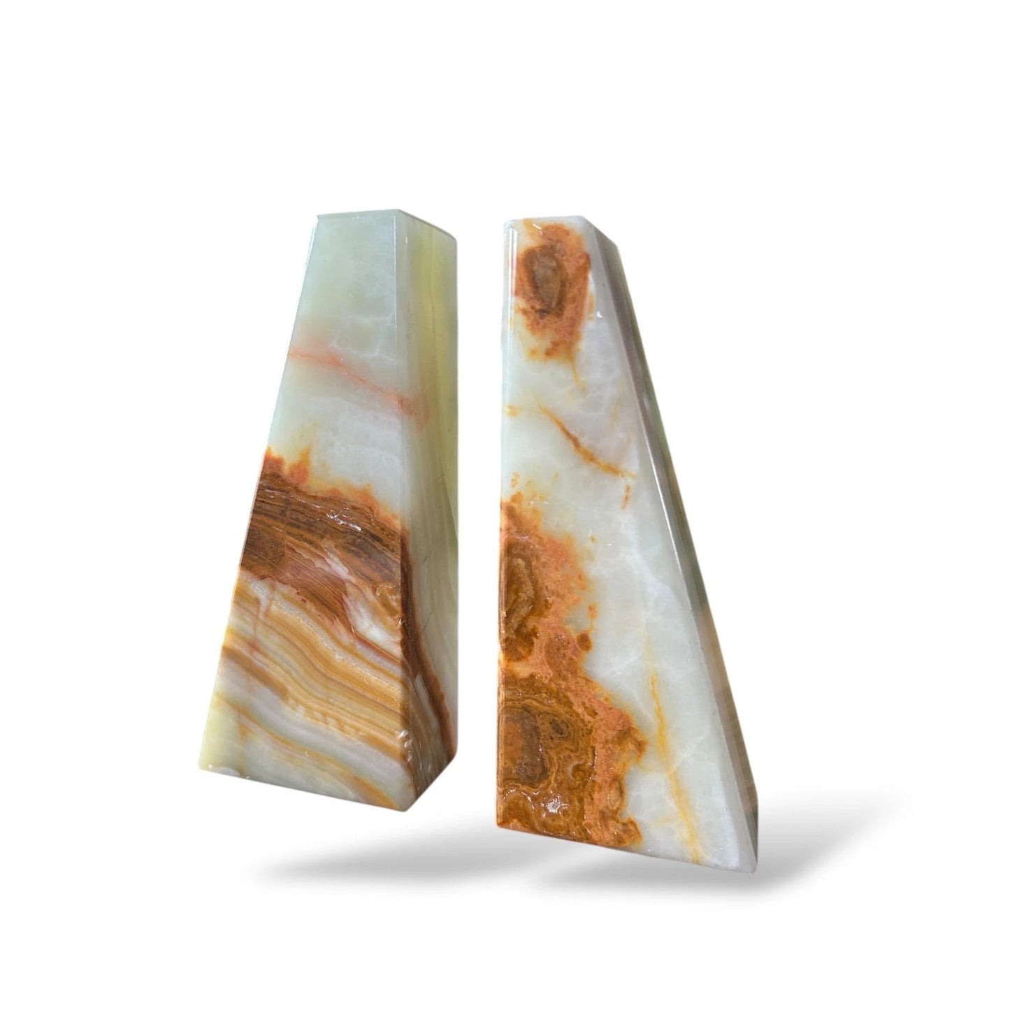 Vintage Onyx Stone Bookends – Mid Century Modern Geometric Book Ends