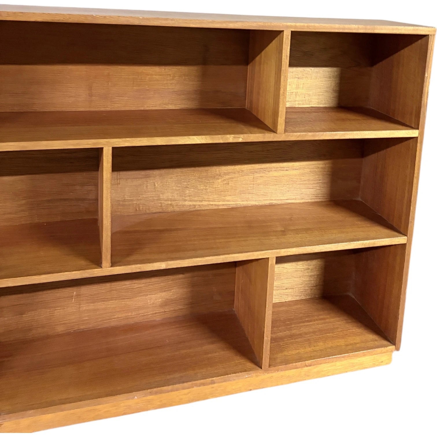 Mid Century Teak Bookcase – Danish Horizontal Shelf With Open Compartments — view 5