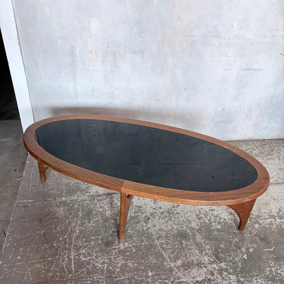 Vintage Stonehill Teak Oval Coffee Table with Smoked Black Perspex Top Mid Century