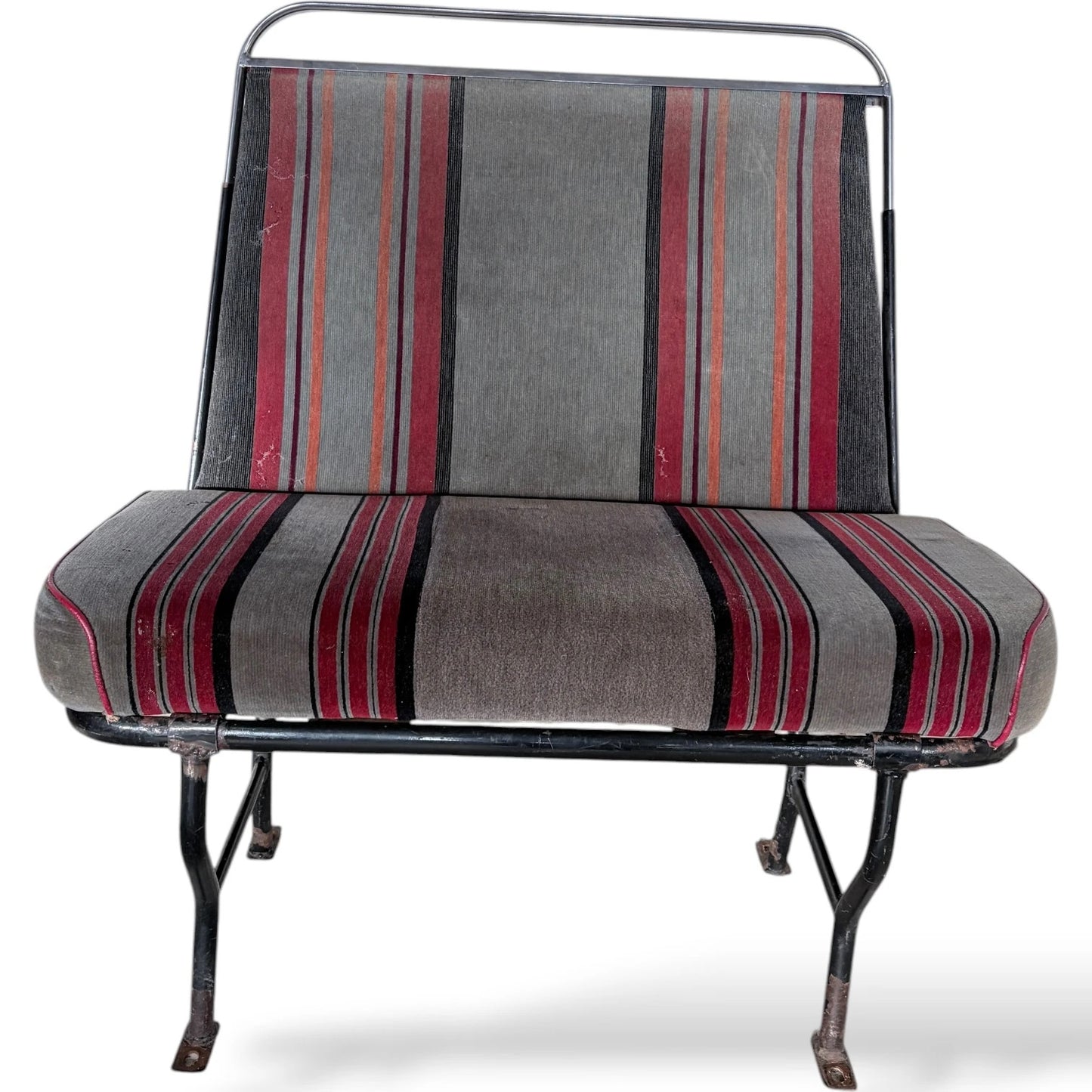 Vintage Bus Seat – Industrial Retro Bench With Racing Stripe Upholstery