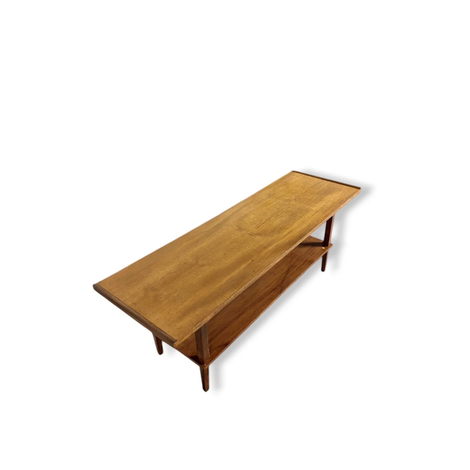 Mid Century Coffee Table - Teak Toned Hardwood Retro Living Room Centrepiece — view 6