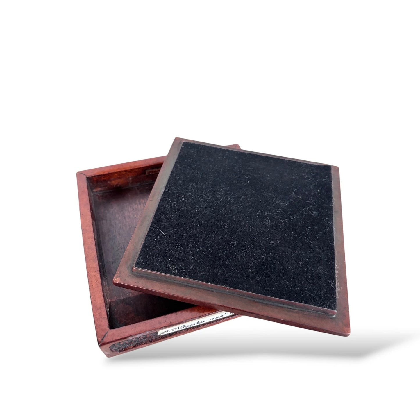 Carved Wood & Tile Noughts and Crosses Game – Vintage Tic Tac Toe Set