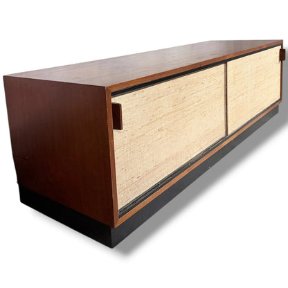 Florence Knoll Sideboard | Mid Century Teak Wood Cabinet With Seagrass Doors