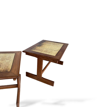 Pair of Vintage Mid-Century Teak & Tile Bedside Tables