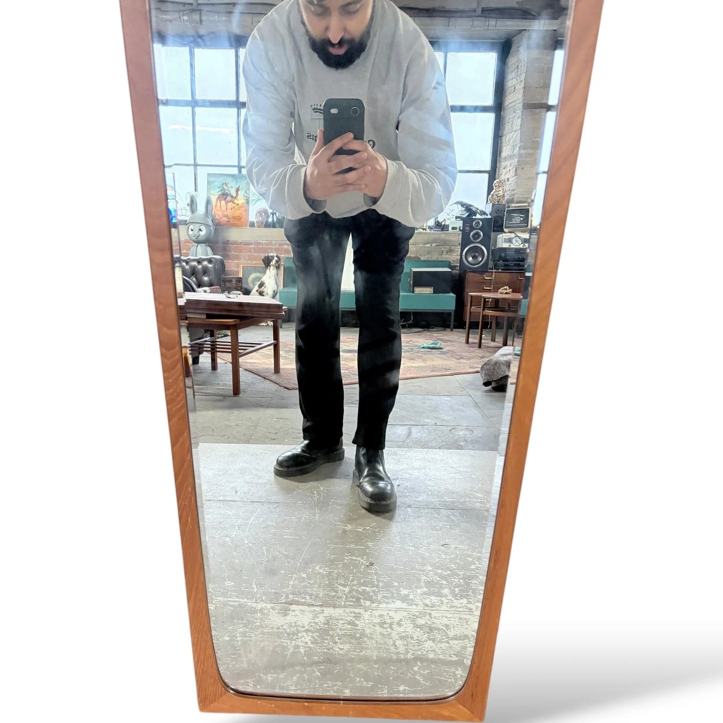 Danish Teak Wall Mirror – Mid-Century Modern Decor | Sculpted Teak Edges