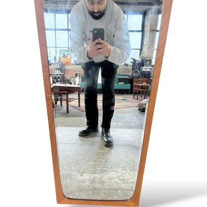 Danish Teak Wall Mirror – Mid-Century Modern Decor | Sculpted Teak Edges