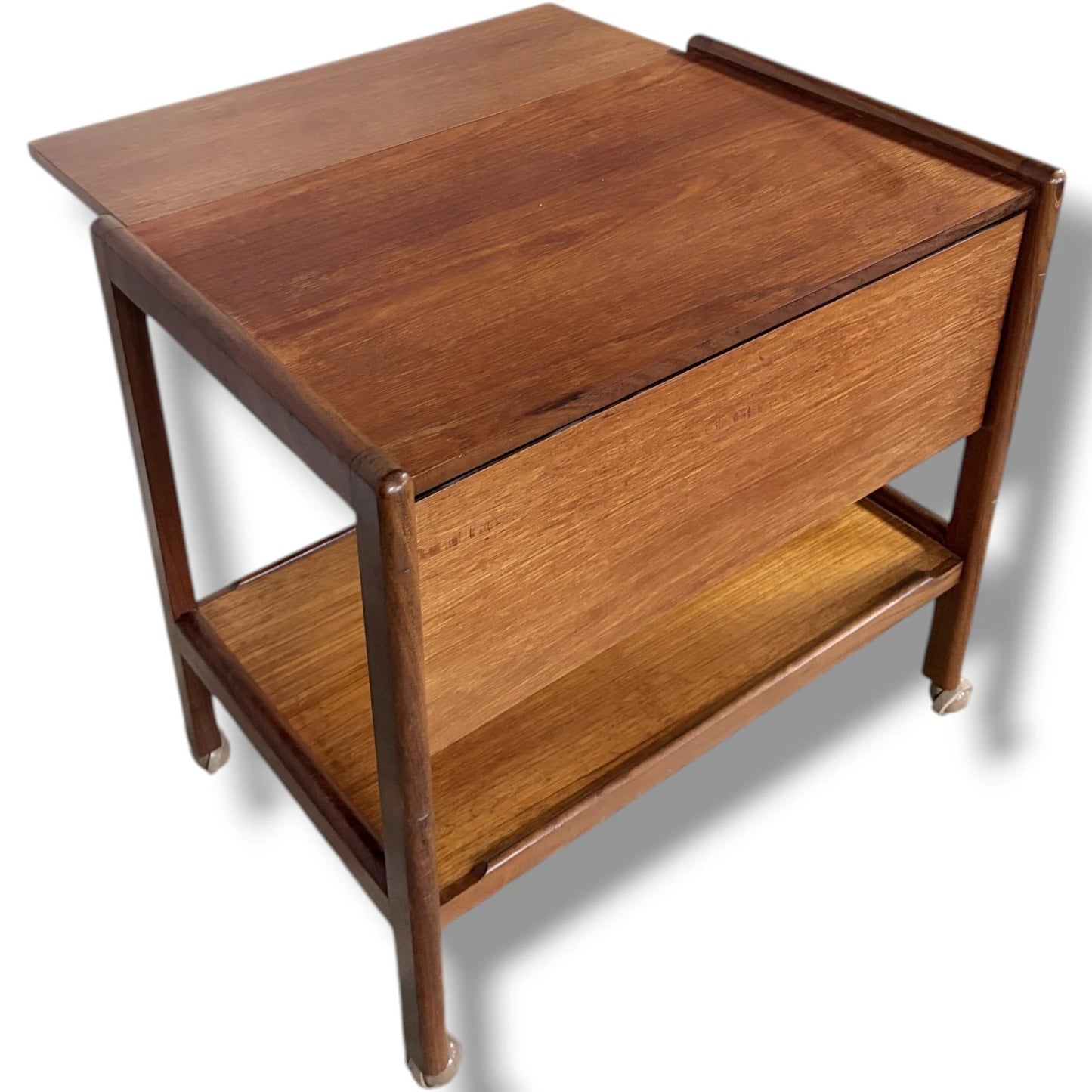 Danish Teak Trolley - Mid Century Extending Cart With Smooth Rolling Castors