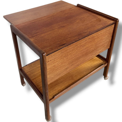Danish Teak Trolley - Mid Century Extending Cart With Smooth Rolling Castors
