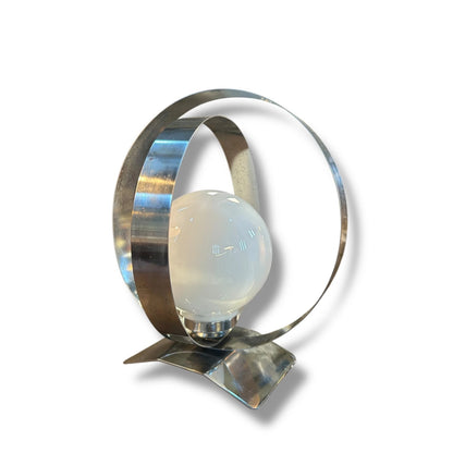 Mid Century Modern Space Age Chrome and Opaline Glass Table Lamp