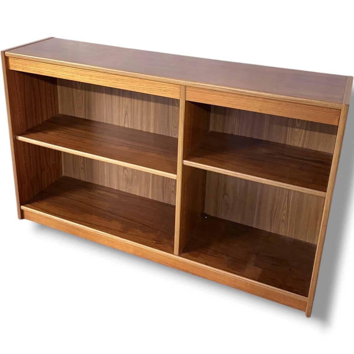 Mid Century Teak Bookcase - Danish Low Shelving Unit With Open Storage
