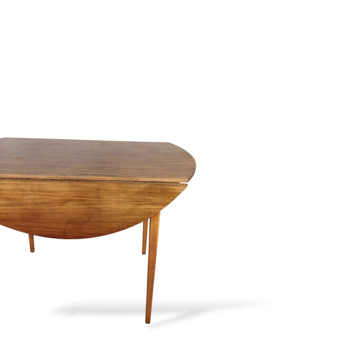 Mid-Century Teak & Beech Drop-Leaf Dining Table – Compact Vintage Table