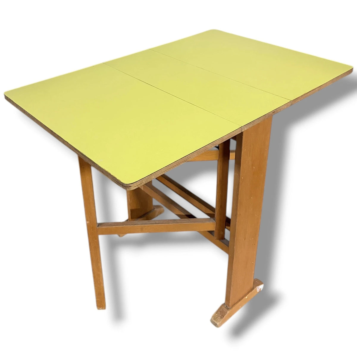 Vintage Drop-Leaf Table - Yellow Formica Top | Compact Mid-Century Kitchen Dining