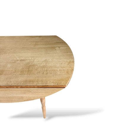 Vintage Pine-Effect Drop-Leaf Table – Compact Dinette Dining Table with Turned Legs