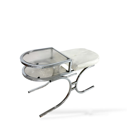 Chrome and Glass Telephone Bench – 1970s Space Age Design
