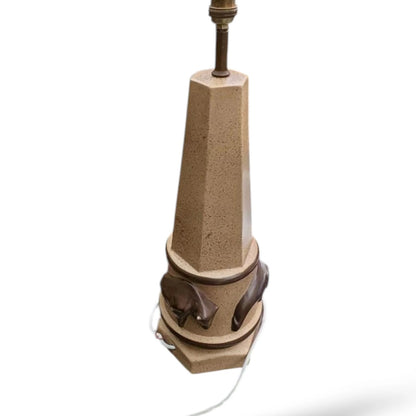 Mid-Century Ceramic Bull Lamp with Hide Shade – 1950s / 60s Western Modernist Design