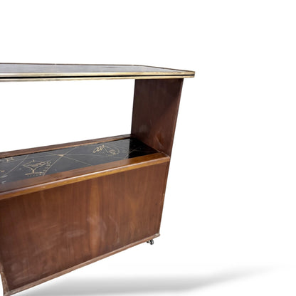 Italian Mid-Century Drinks Bar Trolley | Formica & Teak Cocktail Cabinet