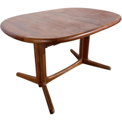 Mid Century Dining Table – Danish Teak Oval Extending Table with Double Leaves — view 6