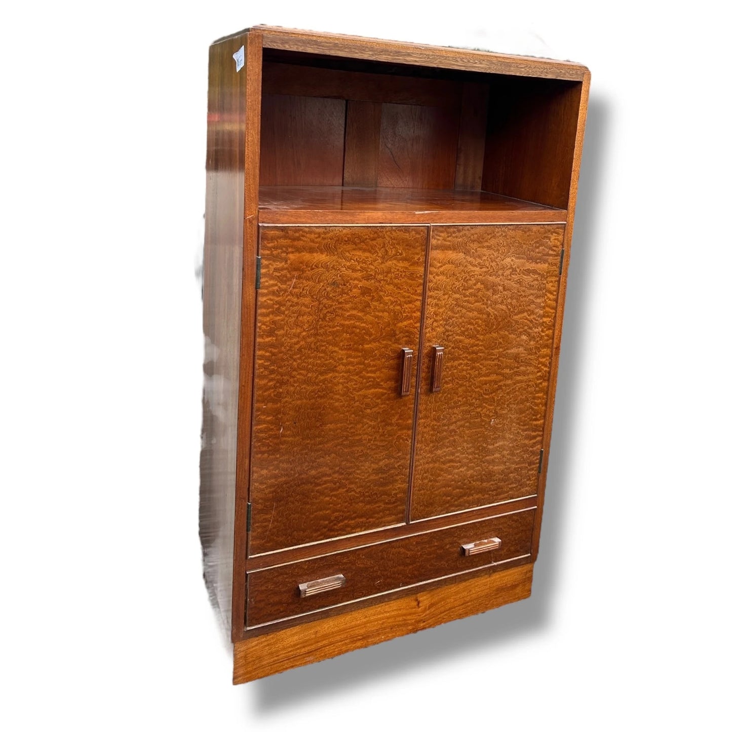 Vintage 1930s Art Deco Oak Cabinet | Small Storage Cupboard with Drawer