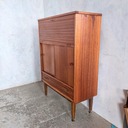 Mid Century Jentique Walnut & Teak Bureau Cabinet / Home Office Secretary Desk