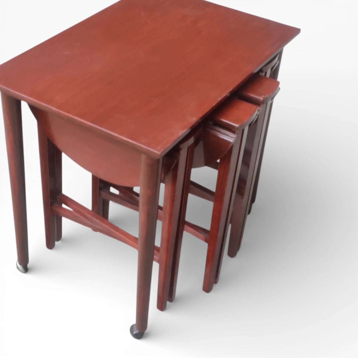 Vintage Danish Nest Tables – Mid-Century Modern Side Tables With Castors — view 6