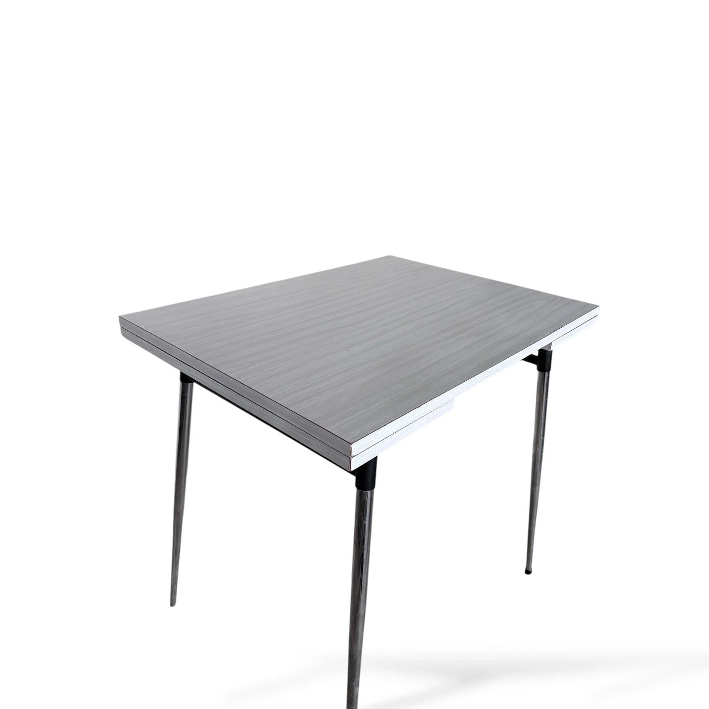 Mid-Century Formica Draw-Leaf Dining Table | Retro Kitchen Table with Chrome Legs