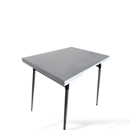 Mid-Century Formica Draw-Leaf Dining Table | Retro Kitchen Table with Chrome Legs