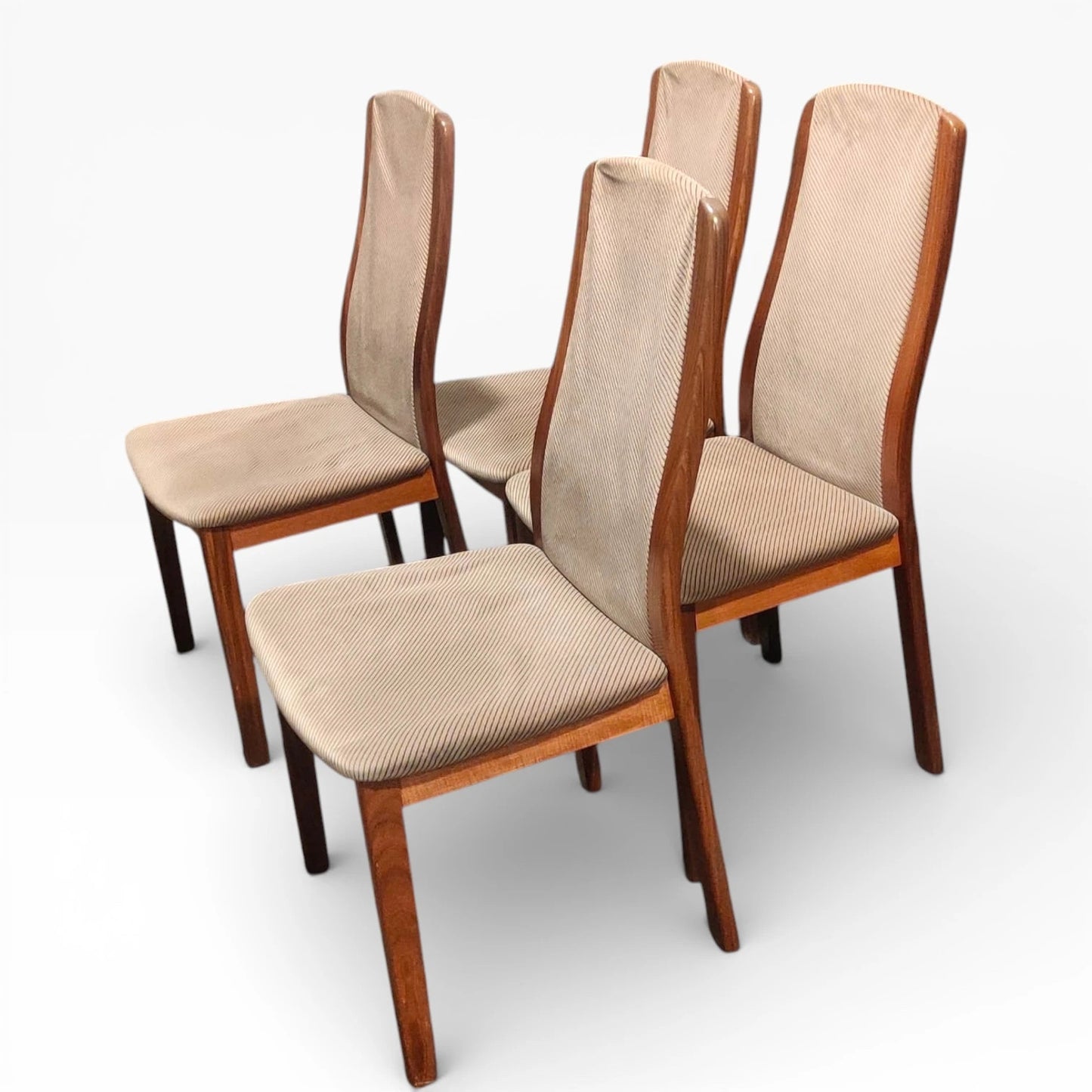 G Plan Dining Chairs – Set of Four Mid-Century Teak Chairs With Neutral Upholstery