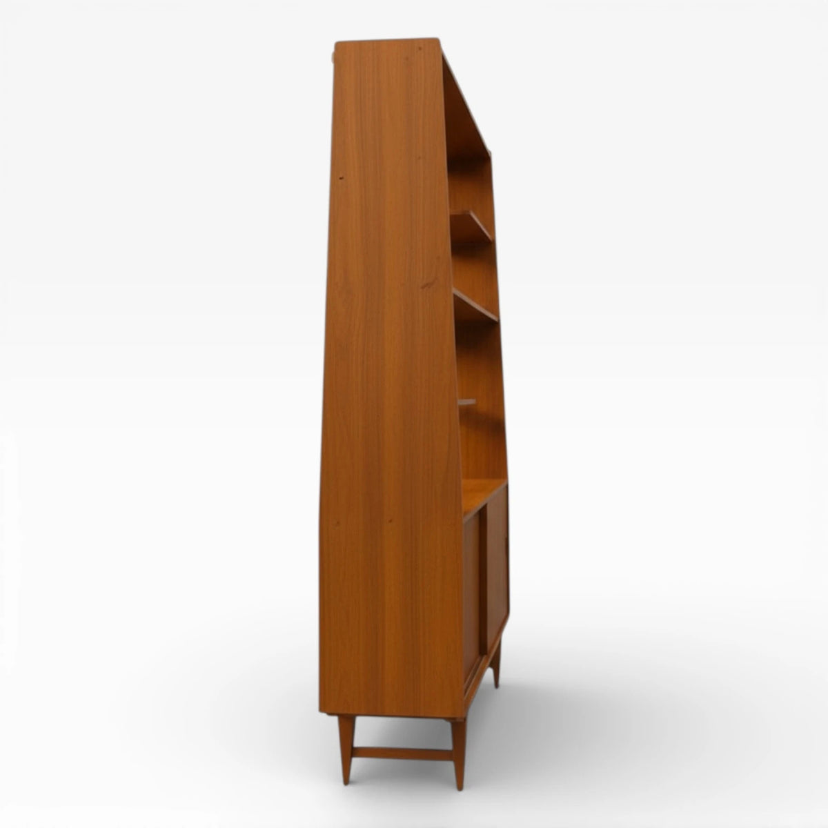 Mid Century Room Divider | Teak Shelving Unit with Sliding Door Cabinet