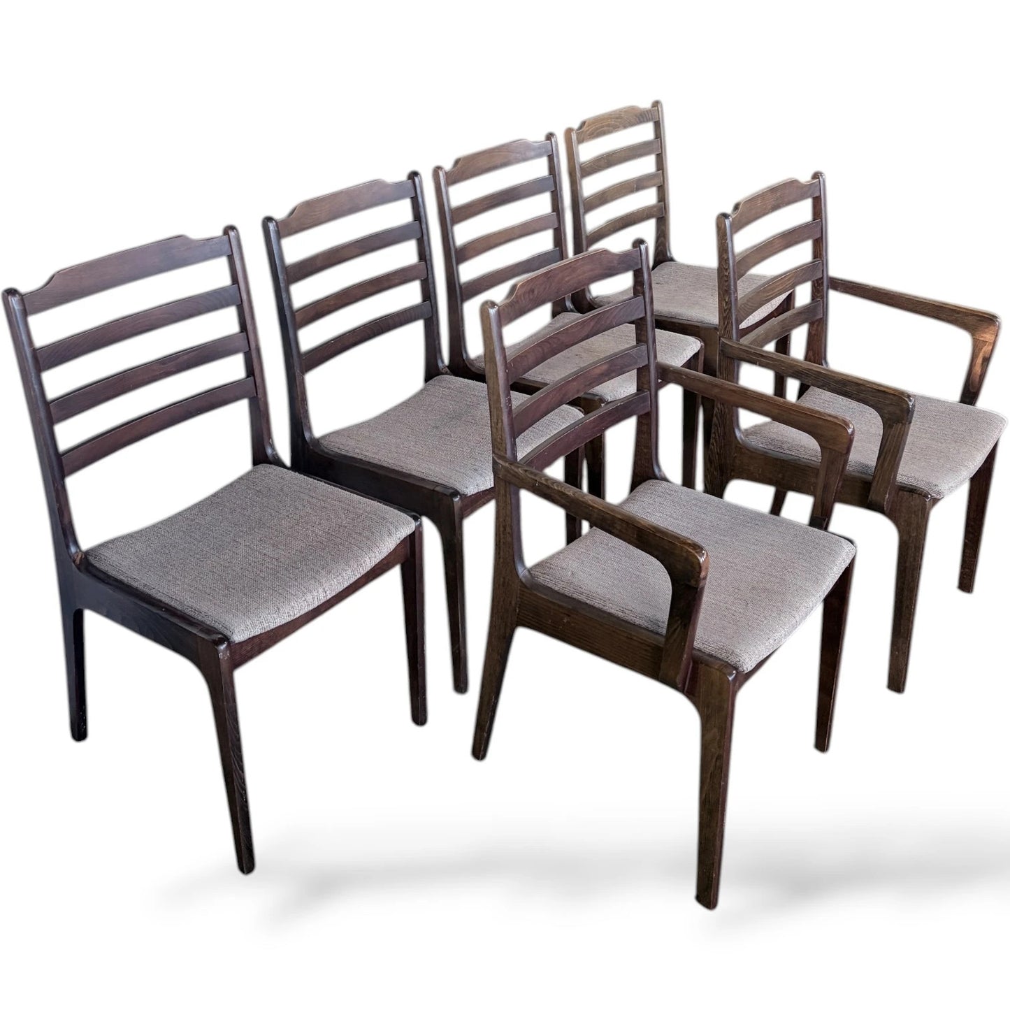 Rosewood Dining Chairs - Set of Six Mid Century Scandinavian Upholstered Seats