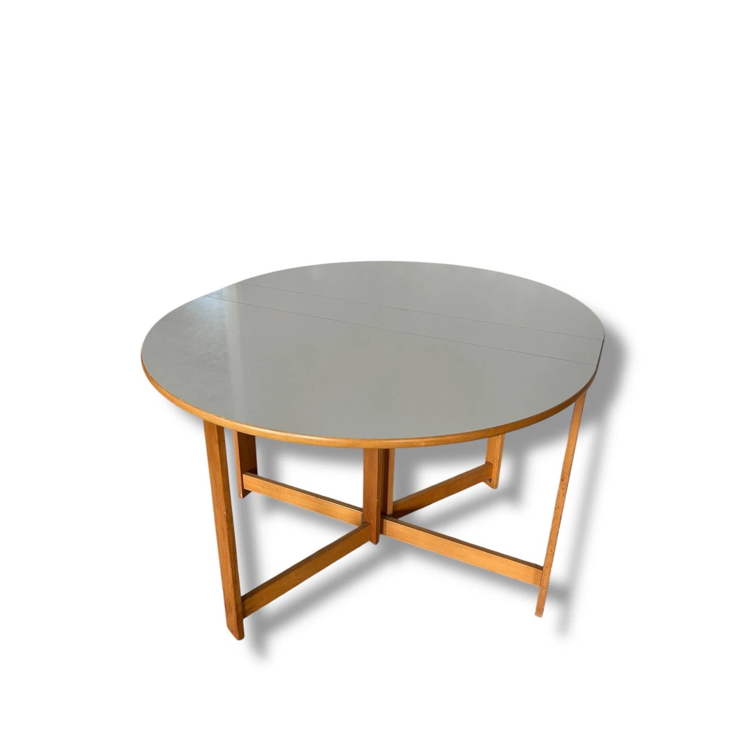 Scandinavian Vintage Oakwood Round Foldable Dining Table | 1970s Drop-Leaf Table